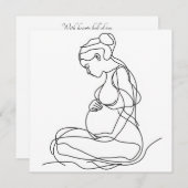 妊娠中の女性ラインアート 招待状 (正面/裏面)