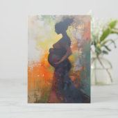 妊娠中の女性抽象芸術アート 案内状 (スタンド正面)