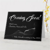 妊娠中の女性来-'の近く、ベビー発表 カード (黄色い花)