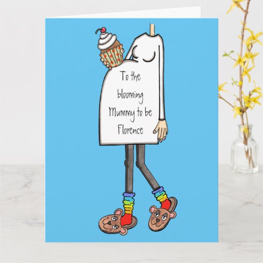 妊娠中の女性軽肌トーン赤ちゃんシャワー カード (黄色い花)