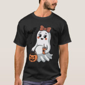 妊娠中の幽霊ハロウィーン発表 | マタニティ Tシャツ (正面)