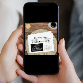 妊娠中の新聞の写真 案内状