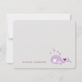 妊娠中の母パープルホエールツインガールズベビーシャワー サンキューカード