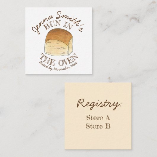 妊娠中の焼きたてのパン 赤ちゃん歓迎パーティー エンクロージャーカード (正面/裏面)
