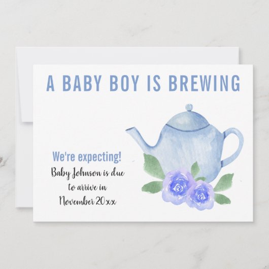 妊娠中の男の赤ちゃんを期待 案内状 (正面)