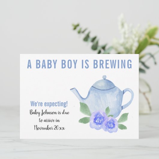 妊娠中の男の赤ちゃんを期待 案内状 (スタンド正面)