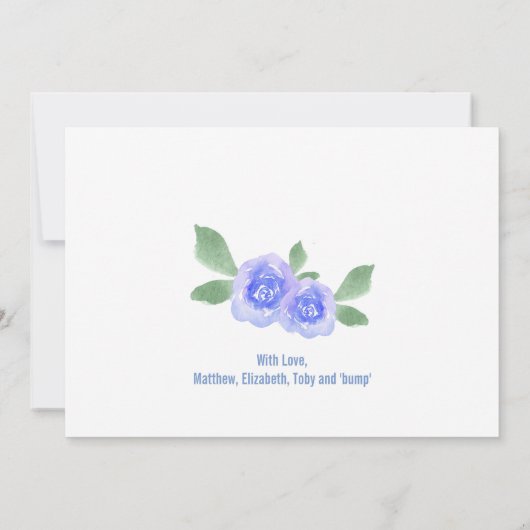 妊娠中の男の赤ちゃんを期待 案内状 (裏面)