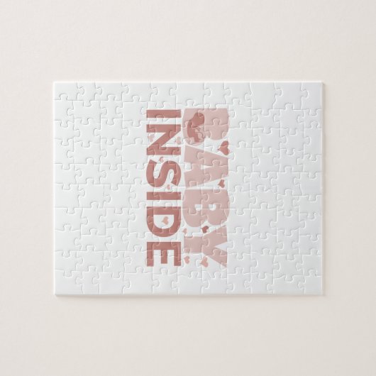 妊娠中の胎児内の妊娠の発表ベビー ジグソーパズル (横)