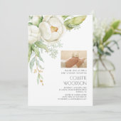 妊娠中の腹部フローラ写真ベビーシャワー招待状 招待状 (スタンド正面)