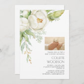 妊娠中の腹部フローラ写真ベビーシャワー招待状 招待状 (正面/裏面)