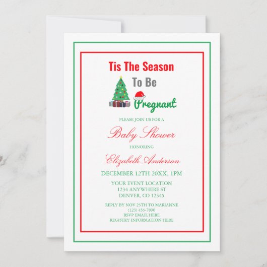 妊娠中の赤ちゃんシャワーの季節 招待状 (正面)