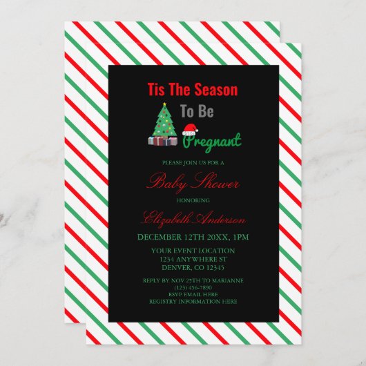 妊娠中の赤ちゃんシャワーの季節 招待状 (正面/裏面)