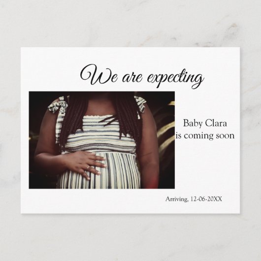 妊娠中の追加ベビー名の日付 ポストカード (正面)