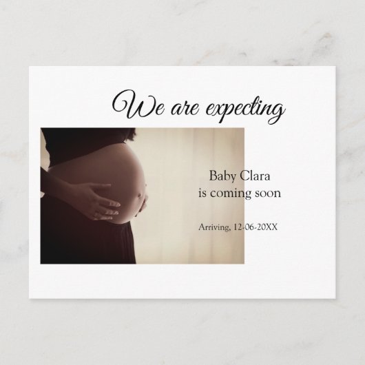 妊娠中の追加ベビー名の日付 ポストカード (正面)