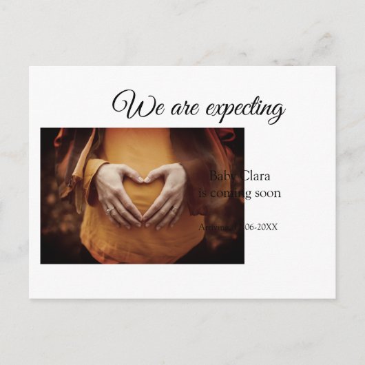 妊娠中の追加ベビー名の日付 ポストカード (正面)