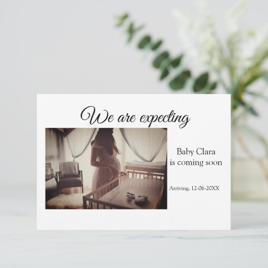 妊娠中の追加ベビー名の日付 案内状 (スタンド正面)