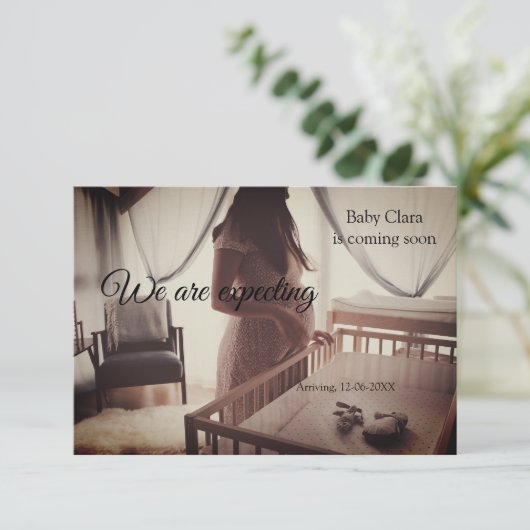 妊娠中の追加ベビー名の日付 案内状 (スタンド正面)