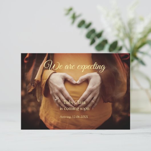 妊娠中の追加ベビー名の日付 案内状 (スタンド正面)