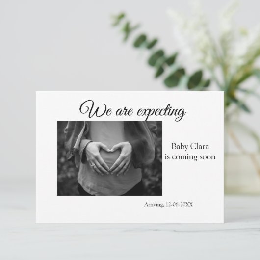 妊娠中の追加ベビー名の日付 案内状 (スタンド正面)