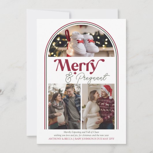 妊娠中メリーのアーチ写真コラージュ妊娠 シーズンカード (正面)