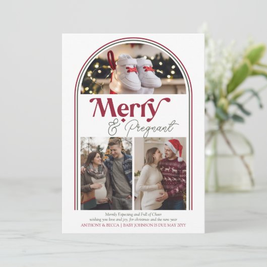 妊娠中メリーのアーチ写真コラージュ妊娠 シーズンカード (スタンド正面)
