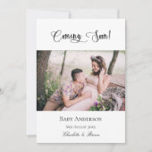 妊娠中来間の妊娠ベビー写真ピンク 案内状 (正面)