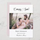 妊娠中来間の妊娠ベビー写真ピンク 案内状 (正面/裏面)