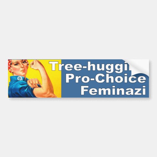 妊娠中絶に賛成のFeminaziを抱き締める木 バンパーステッカー (正面)