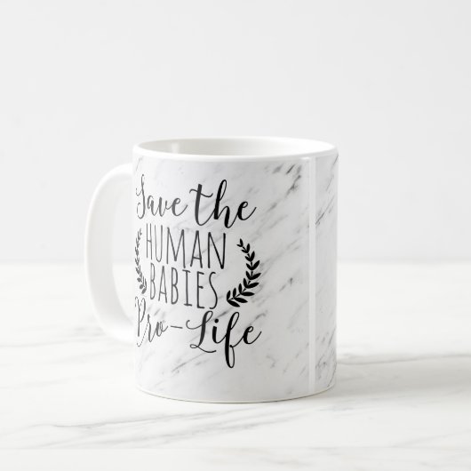 妊娠中絶反対のギフトの保存妊娠中絶反対人間のベビー コーヒーマグカップ (正面左)