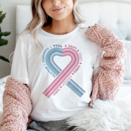 妊娠乳児喪失認識度リボンピンクブルー Tシャツ