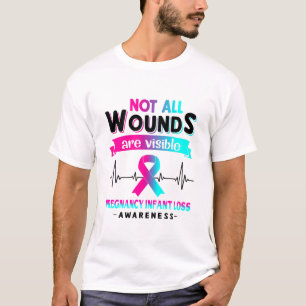 妊娠乳児喪失認識度月のリボンギフト Tシャツ