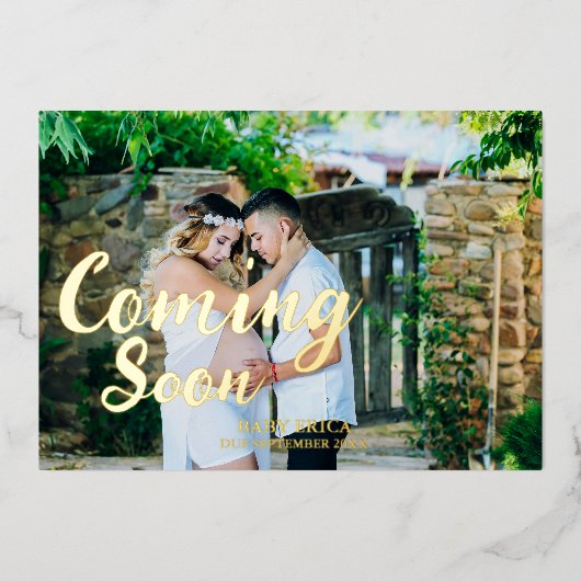 妊娠写真のお知らせ |ミニマル来の近く 箔シーズンカード (正面)