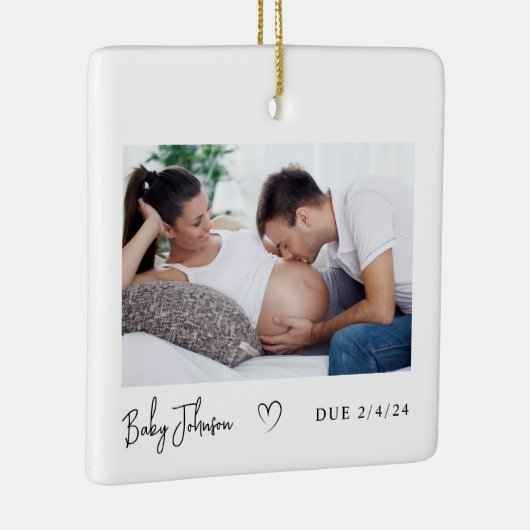 妊娠写真 ハート 赤ちゃん 2024年出産予定 セラミックオーナメント (右)