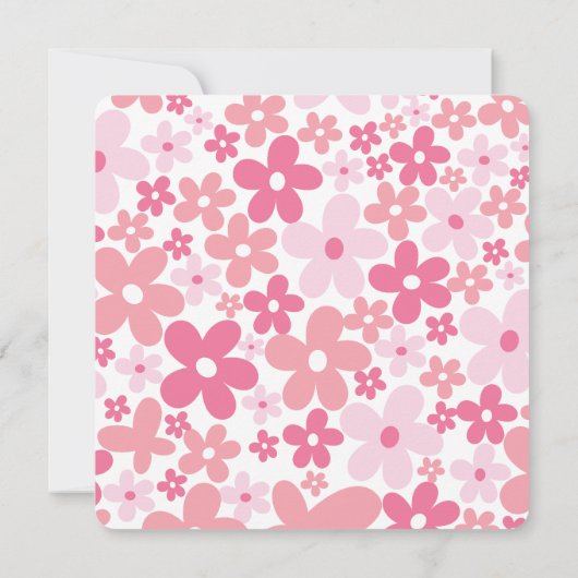 妊娠及びピンクのデイジーの女の子のベビーシャワーの招待 招待状 (裏面)