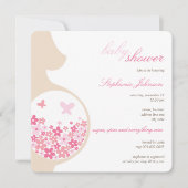 妊娠及びピンクのデイジーの女の子のベビーシャワーの招待 招待状 (正面)