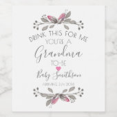 妊娠告知おばあちゃんのためにこれを飲む ワインラベル (シングルラベル)
