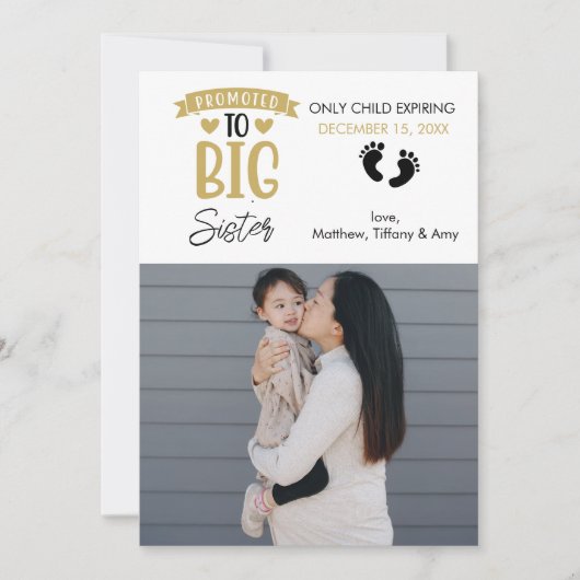 妊娠告知の写真 お姉さん| 案内状 (正面)