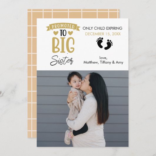 妊娠告知の写真 お姉さん| 案内状 (正面/裏面)