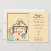 妊娠告知ウォーターカラーピーチ男の赤ちゃん 案内状 (正面)