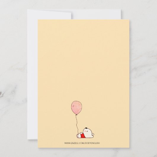 妊娠告知ウォーターカラーピーチ男の赤ちゃん 案内状 (裏面)