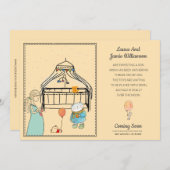 妊娠告知ウォーターカラーピーチ男の赤ちゃん 案内状 (正面/裏面)