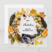 妊娠告知カボチャ秋秋リース 案内状 (正面/裏面)