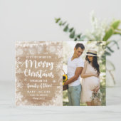 妊娠告知クリスマスの写真カー素朴ド シーズンカード (スタンド正面)