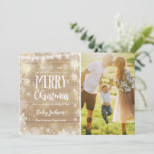 妊娠告知クリスマスフォトカ素朴ード シーズンカード (スタンド正面)