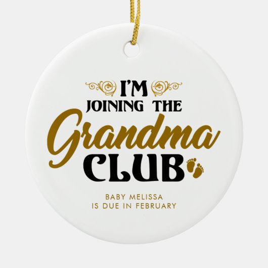妊娠告知ソノグラムおばあちゃんの記念品 セラミックオーナメント (正面)