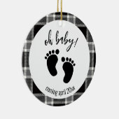 妊娠告知ブラックタータンチェッククリスマス セラミックオーナメント (右)