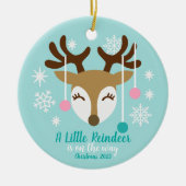 妊娠告知新生児パーソナライズされた写真 セラミックオーナメント (正面)