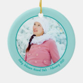 妊娠告知新生児パーソナライズされた写真 セラミックオーナメント (裏面)