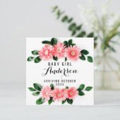 妊娠告知-ピンク·ゲルベラ·デイジー サンキューカード (スタンド正面)