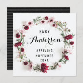 妊娠告知 – ブルゴーニュフローラリース サンキューカード (正面/裏面)